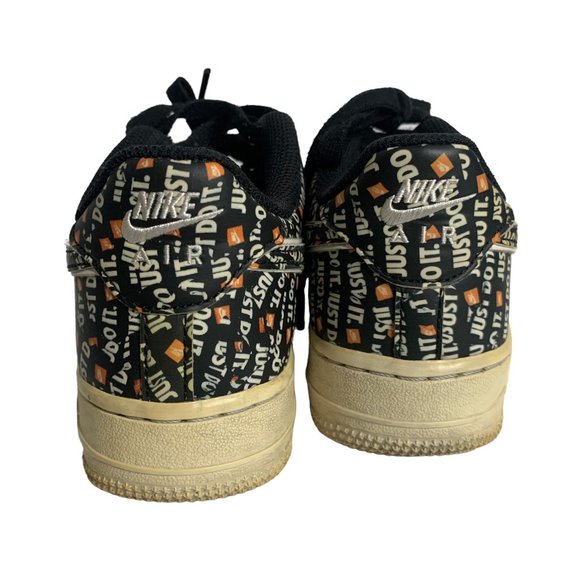 Nike Air Force 1 Low Top Shoes JUST DO IT Swoosh Black Size 5Y AO3977-001 - Picture 6 of 9